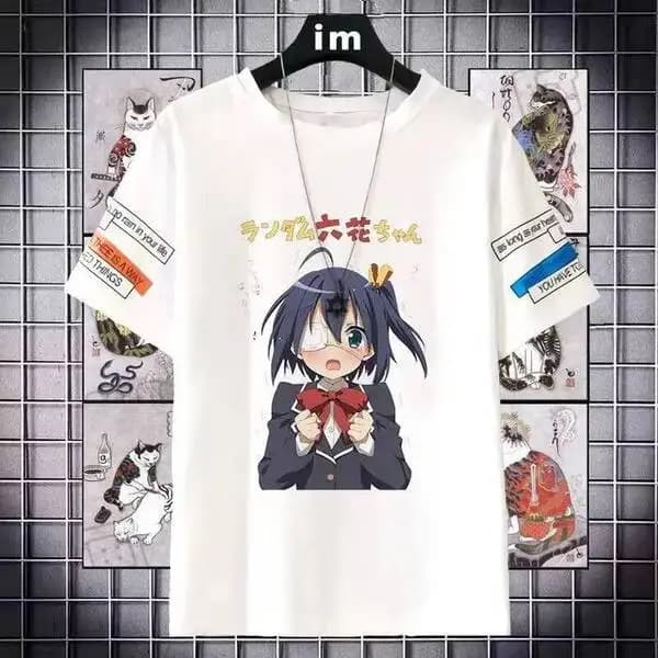 Chuunibyou ha bisogno anche di innamorare T-shirt girocollo a maniche corte ampia Little Bird Tour Rikka Pattern Summer Top Anime GA
