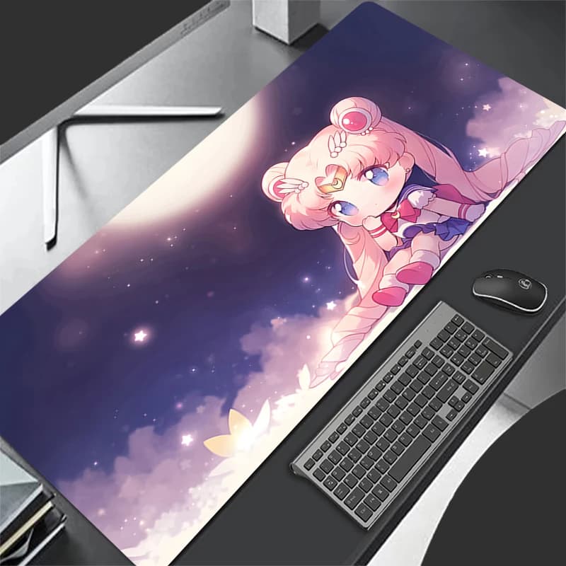 Tappetino per Mouse Grande Kawaii S-Sailor Moon, Tappetino da Scrivania Esteso Estetico per Ragazze, Tappetino da Gaming per Casa e Ufficio, Impermeabile e Antiscivolo