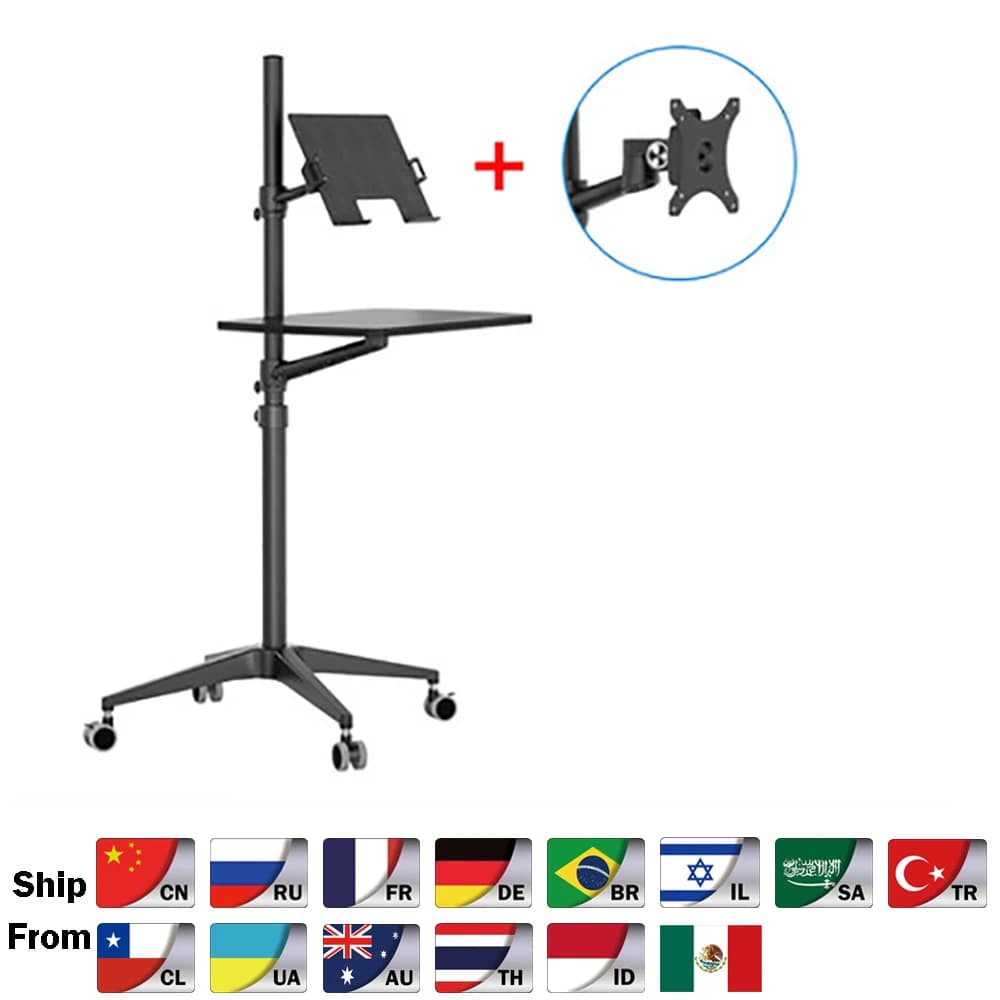 UT-2 Ergonomic laptop floor support Full Motion 2in1 Monitor keyboard support Height adjustment support Home Office mobile laptop desk