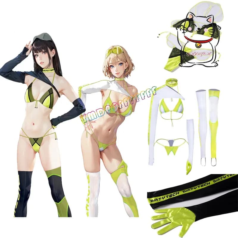 Animazione Liuhuo Racing Girl anime Cosplay Set stile punk fasciatura bikini costume da bagno calzini sexy vendita calda