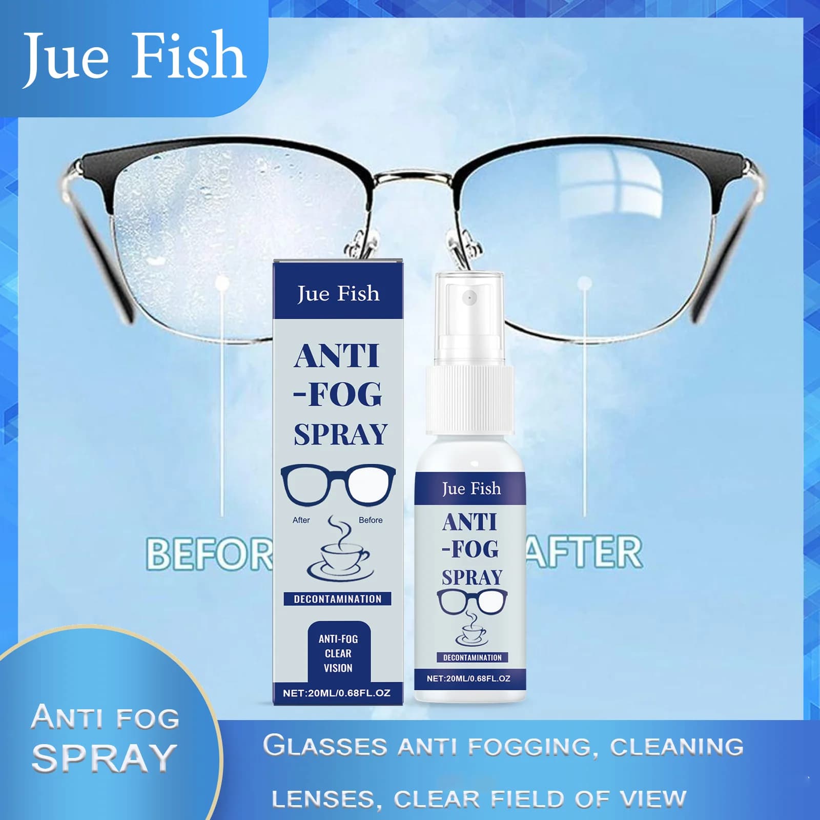 20 ml swimming glasses anti-fog spray lenses Anti-fog cleaning lenses Clear vision Waterproof portable Defogger