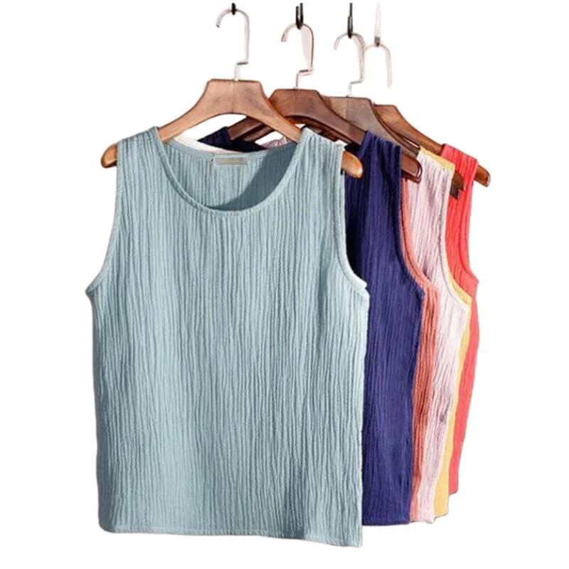 2026 New Summer Vest Sleeveless Linen Cotton Loose Women Tanks Soft Long O Neck Comfortable Vest Hot Top Casual Tanks Tops
