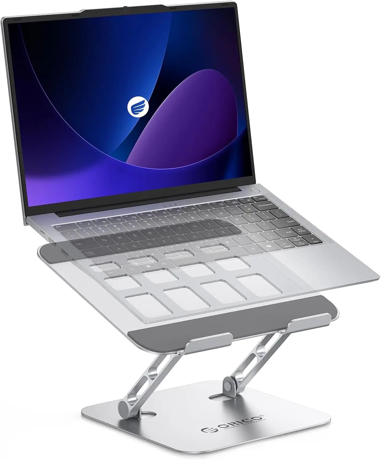 Supporto per Laptop Regolabile in Altezza per Scrivania, Rialzo Ergonomico in Lega di Alluminio, Supporto Pieghevole Compatibile con Laptop da 13-17 Pollici, Argento