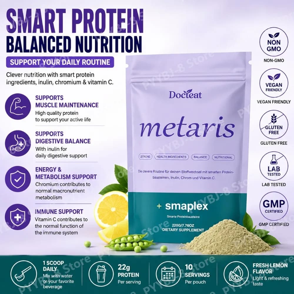 Docteat Metaris Plant Protein Complex Powder with Vitamin C Antioxidant Balance Support, Zinc Immune & Metabolic Support, 220g