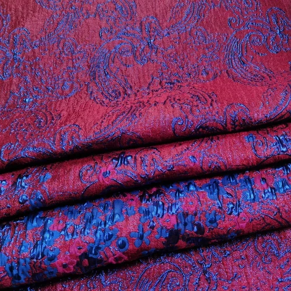 French Style Three-dimensional Gold Thread Jacquard Fabric Brocade Purple Fashion Dress Wholesale Cloth By The Meter