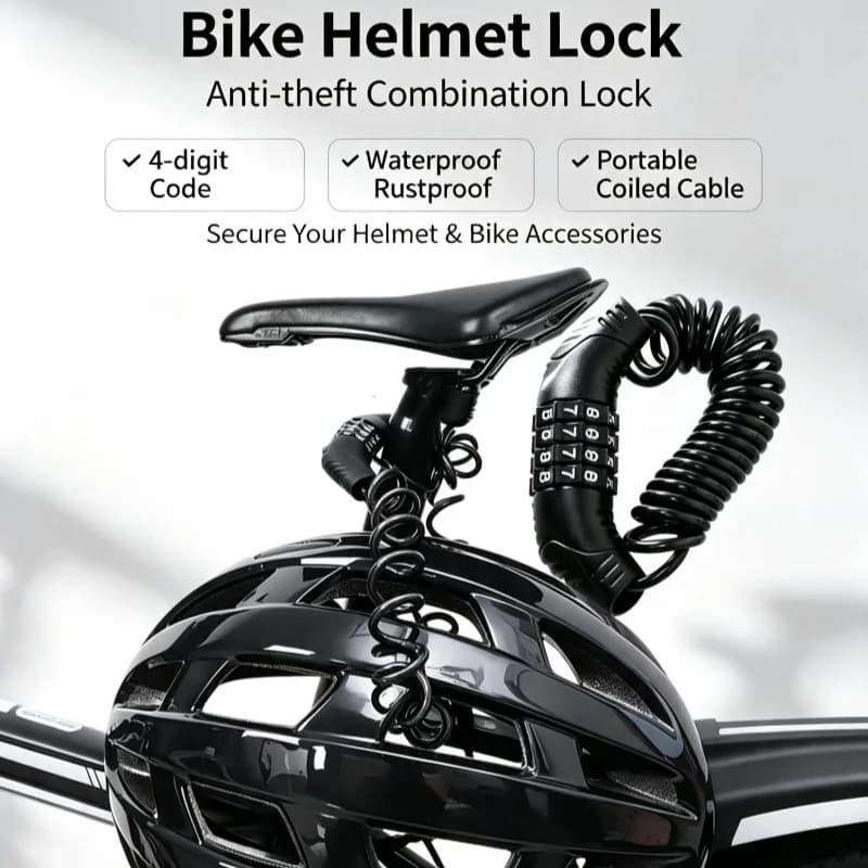 Bike Helmet Password Cable Lock 4 Digit Retractable 59 Inch Anti Theft Scooter Stroller Luggage General Outdoor Safety Accessory