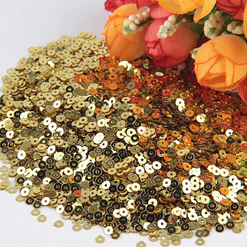 3mm-30mm Light Gold Flat Round Sequin Large Loose Sequins Paillettes Craft for DIY Sewing Applique Making Embroidery 20g