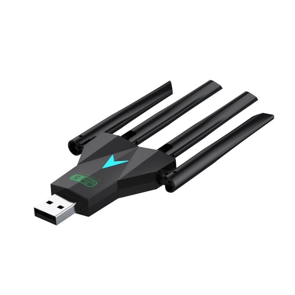 Adattatore WiFi USB Dual Band con 4 Antenne, Ricevitore USB 1300Mbps, Dongle WiFi Dual Band 2.4G/5Ghz Potente
