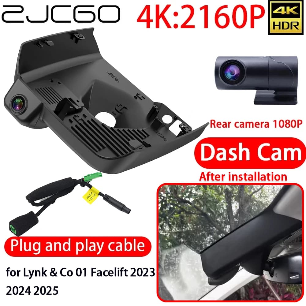 ZJCGO per Lynk & Co 01 Facelift 2023 2024 2025 Dash Cam 4K per Auto con Wifi, Obiettivo Sony, Telecamera Anteriore e Posteriore, Monitoraggio 24h, Registratore Video