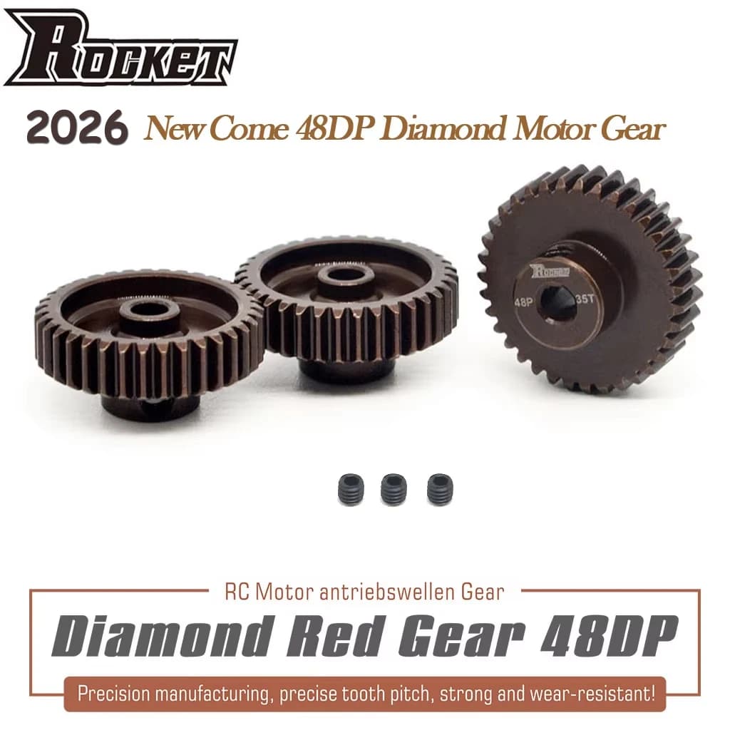Rocket 48DP Diamond Red 3.175mm 13T-35T Motor Gear per 1/10 1/12 1/14 RC Car F540 3650 3660 motore Brushless spazzolato