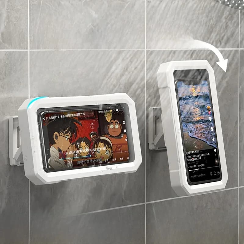 Supporto per Telefono da Bagno Impermeabile Antiappannamento Girevole con Schermo Touch e Angolo Regolabile Universale per Doccia