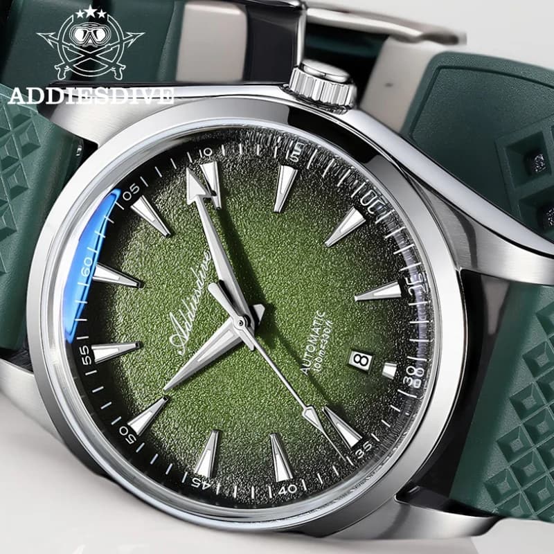 ADDIESDIVE Watch For Men BGW9 Blue Luminous 316L Stainless Steel AD2527 100m Waterproof 8215 Movement Automatic Mechanical Watch