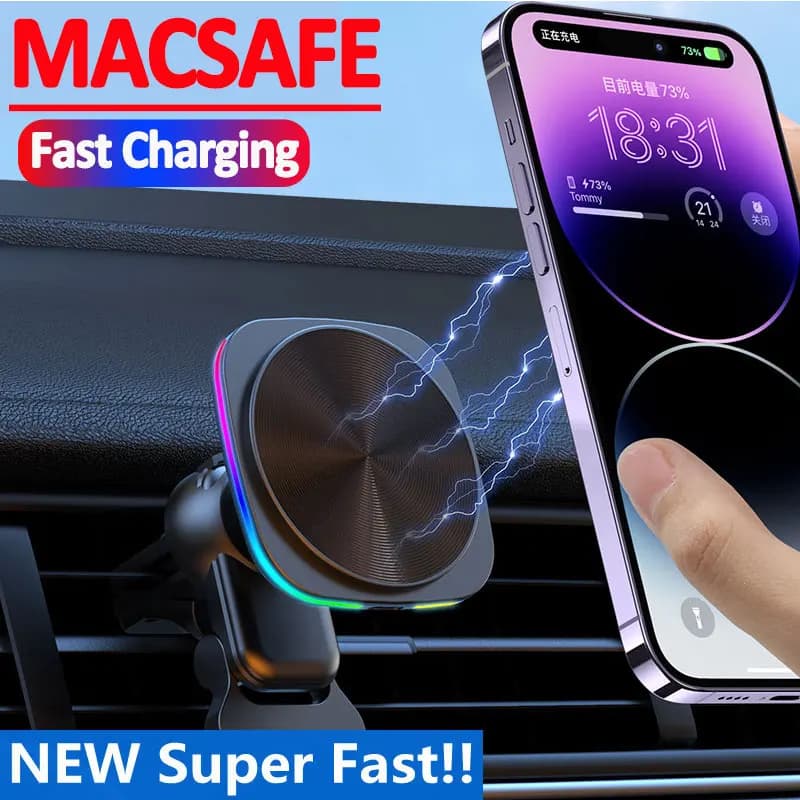 Car Fast Charging Mount Magnetic Wireless Charger Air Vent Phone Holder Stand For Magsafe iPhone 17 16 Pro Max 15 14 13 12 Phone
