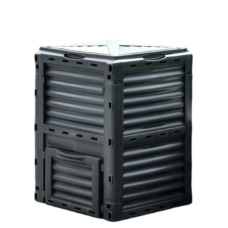 Compostiera da 80 Galloni per Giardino, Contenitore per Rifiuti Compostabili da Esterno, Bidone per Compost con Coperchio
