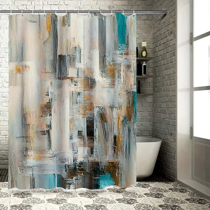 Tenda da doccia con arte astratta, design moderno e colorato ad acquerello per l'arredamento del bagno, 72x84 pollici (183 cm x 213 cm)