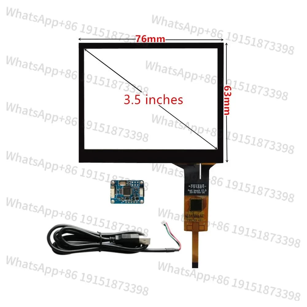 3.5 Inch Industrial Capacitive Touch Screen 76mm*63mm for Raspberry Pi with Glass Panel and USB Driver Card