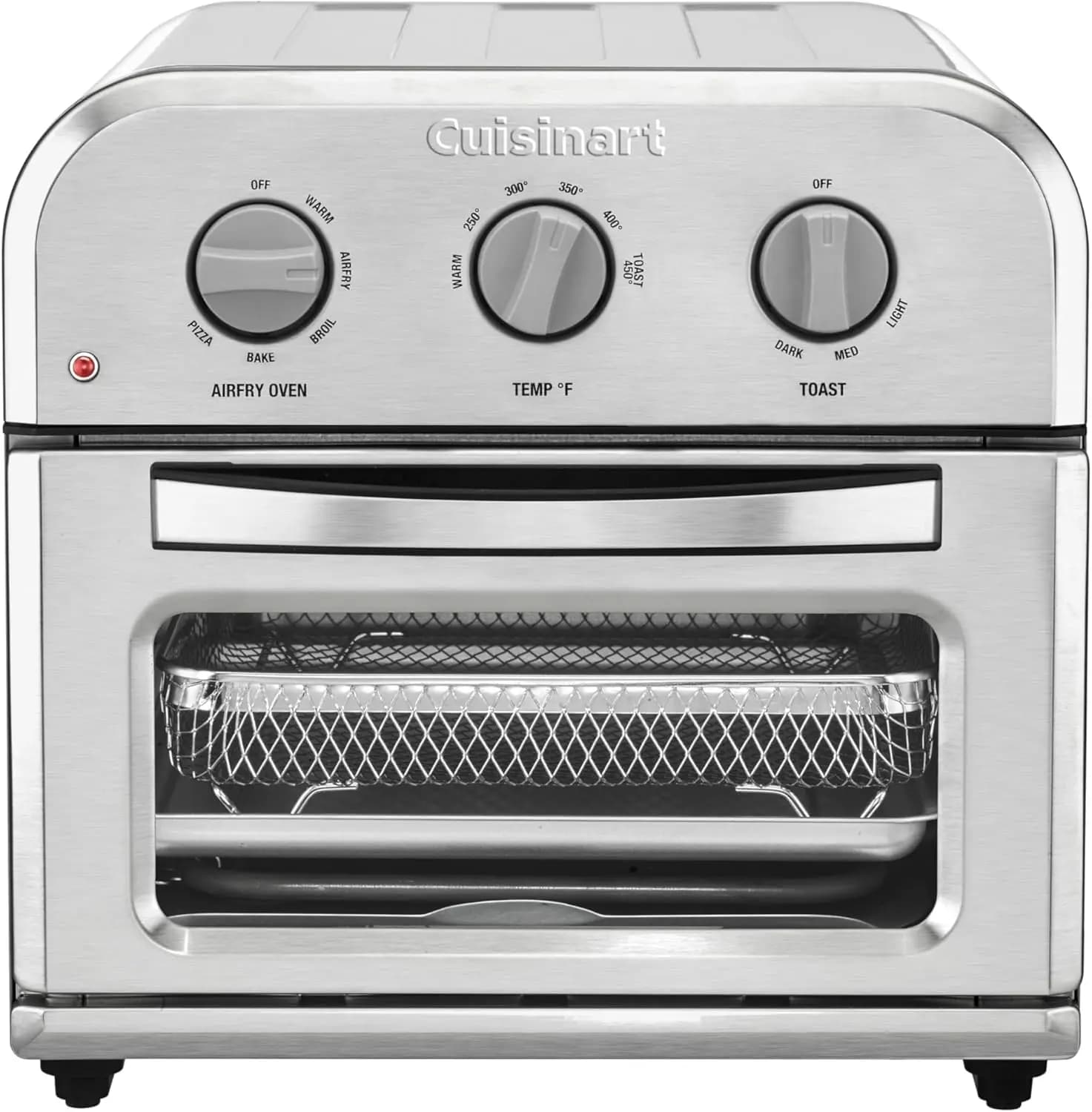 Compact toaster oven with air fryer, stainless steel with 6 functions in 1, adjustable temperature, includes accessories