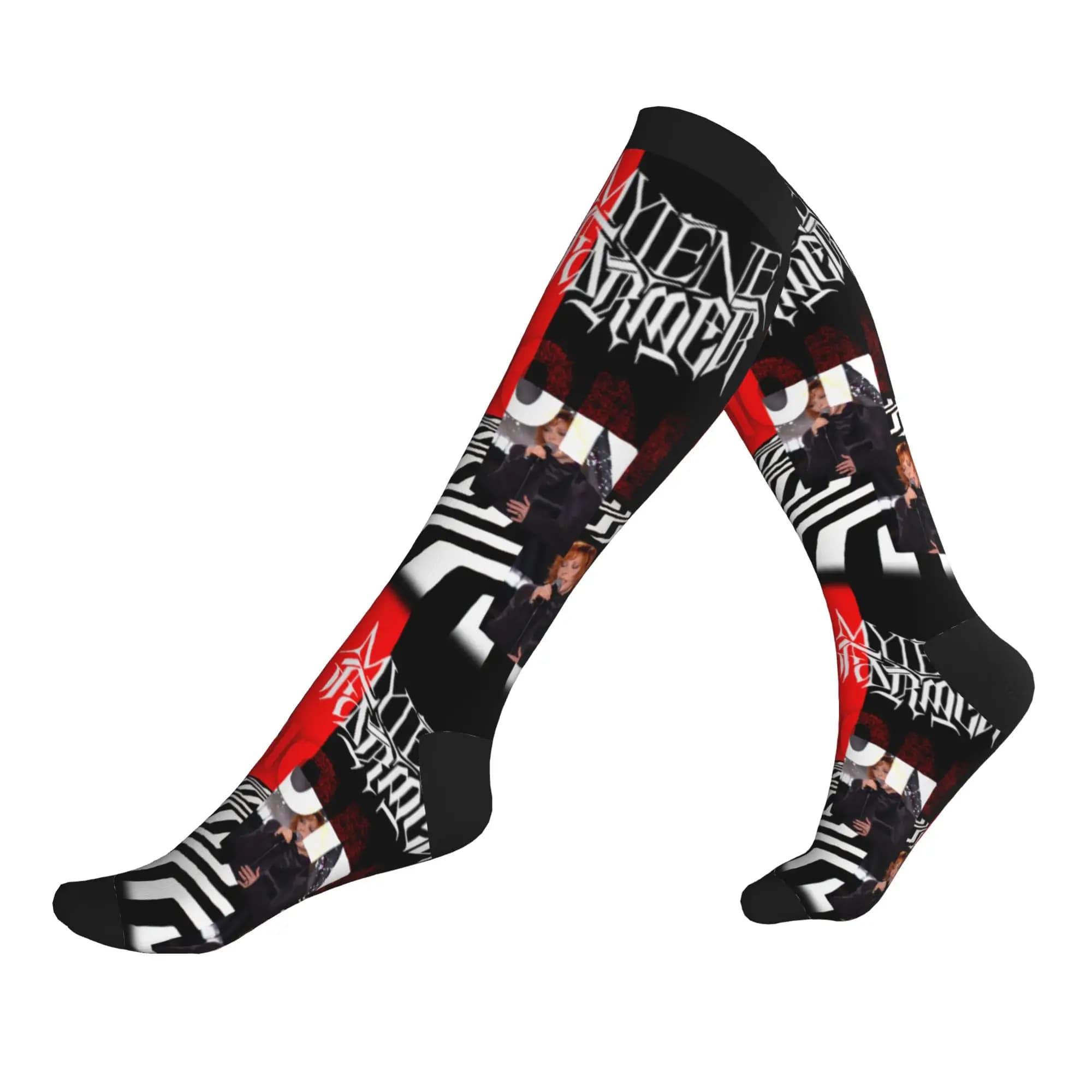 Mylene Farmer French Singer Actor Men's Sports Compression Socks Unisex Kawaii 3D Printed Dress Socks