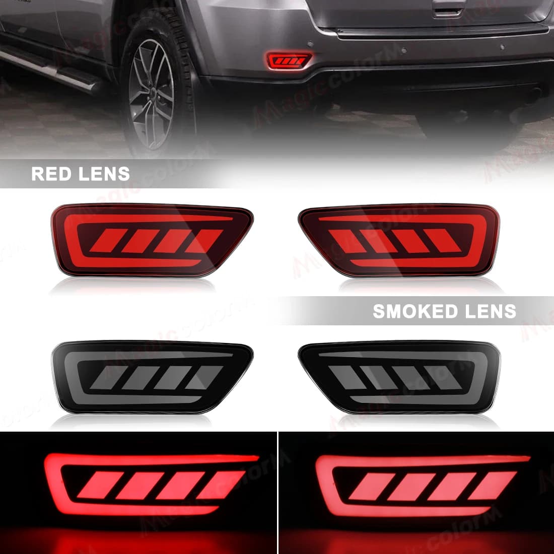Rear Bumper Reflector Lights For Jeep Grand Cherokee 2011 - 2021 For Jeep Compass For Dodge Journey 11-17 LED Turn Signal Brake