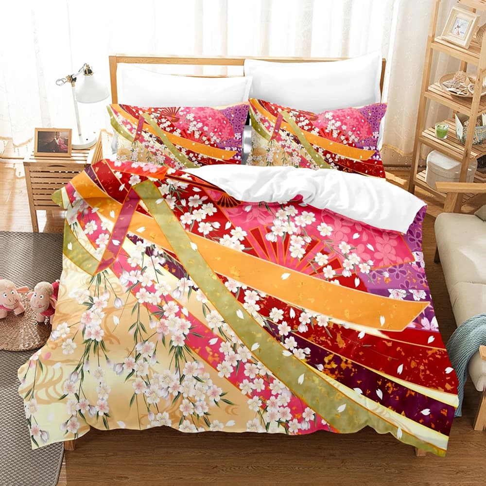 Set biancheria da letto con stampa floreale rossa Amanti Copripiumino rosa Ragazza, Copripiumino per bambini Set biancheria da letto trapunta Set copripiumino King/Queen