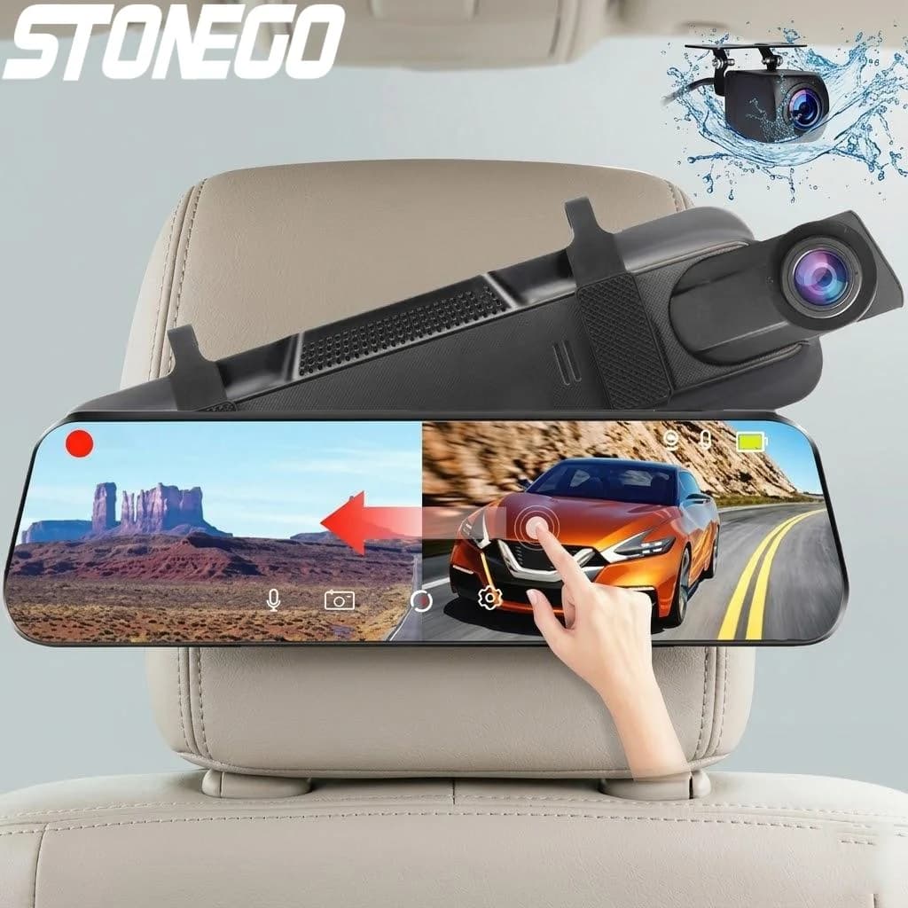 Dash Cam per Auto 4K WiFi con Schermo Touch, Doppia Telecamera Anteriore e Posteriore, Monitor di Parcheggio, Registratore Multimediale con Streaming 24H
