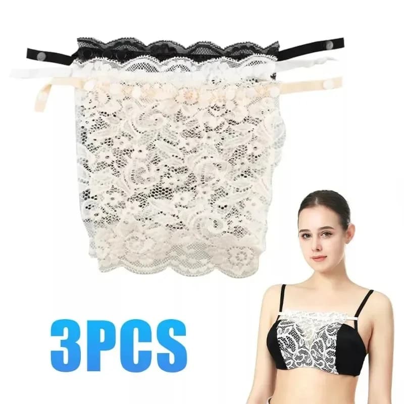 1/3x Lady Lace Clip-on Mock Canotta Inserto per reggiseno Sovrapposizione Pannello di modestia Gilet Inserto per reggiseno Avvolto Protezione per il torace Coprente Parte superiore del tubo