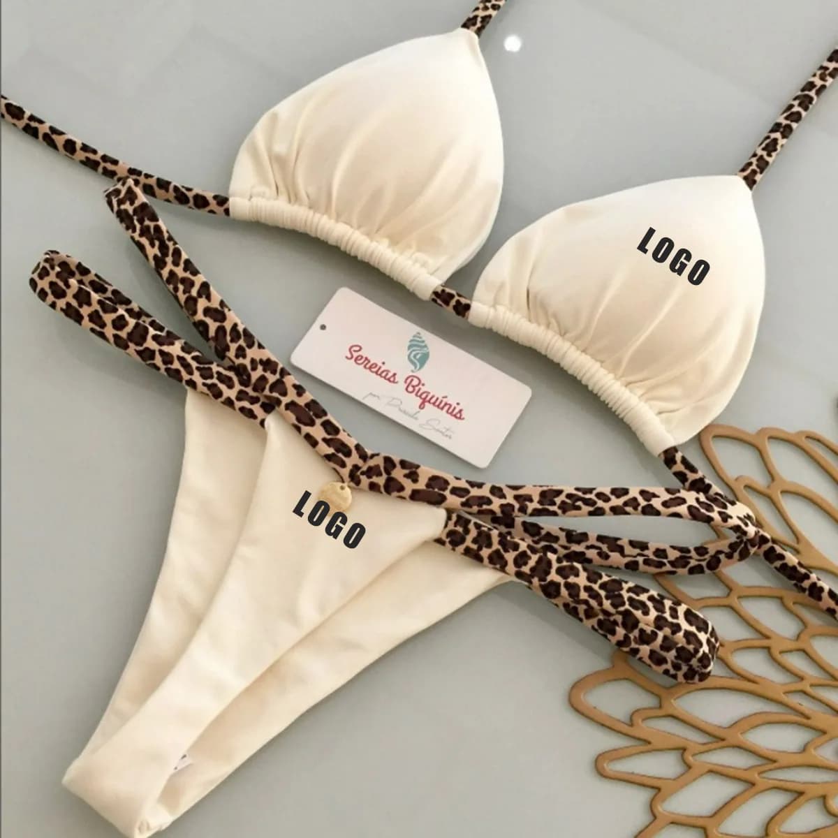 Custom LOGO women's European and American multi-color bikini new straps sexy swimsuit high-end braided rope small fresh bikini