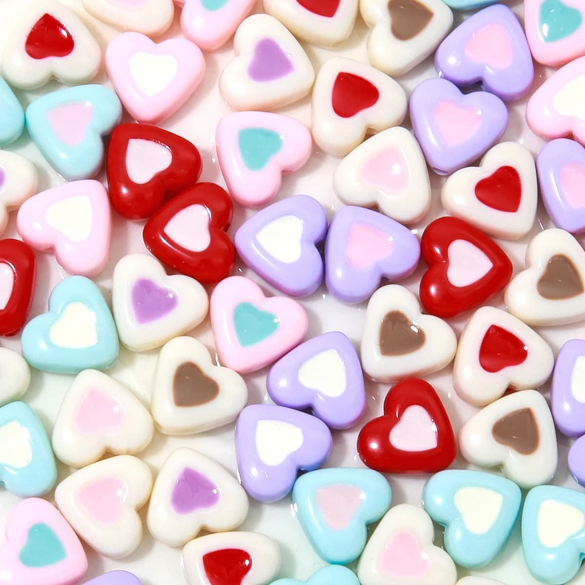 10-20Pcs acrylic oil drop dual color small heart beads, loose beads, handmade DIY making jewelry, bracelets, earrings, accessori