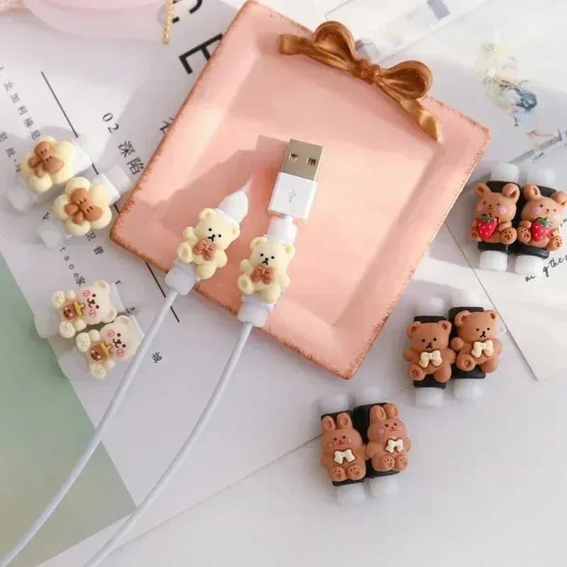 1/3 Paia di Protezioni per Cavi a Forma di Animali Cartoon, Protezioni per Cavi USB, Auricolari e Caricabatterie, Organizzatori per Cavi Dati