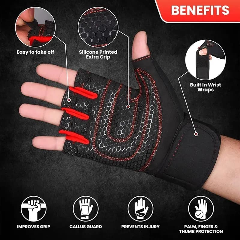 Gym Gloves For Men Fitness Lifting Weights Wrist Gloves Body Building Exercise Sports Cycling Shock Absorber