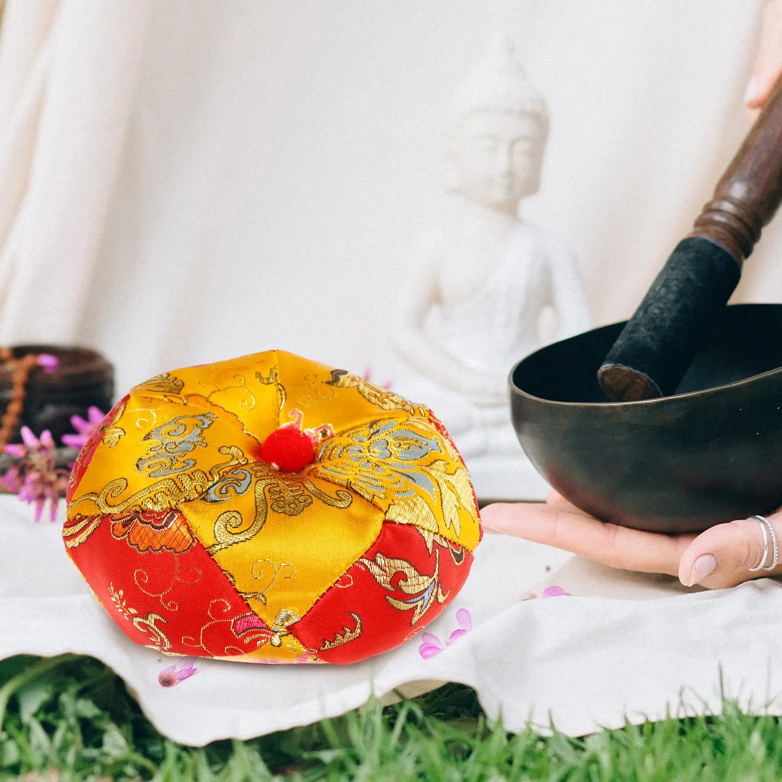 Buddha Sound Bowl Cushion Pad Lightweight Sturdy Cloth Tibetan Singing Bowl Holder Mat for Meditation Prayer Buddhist Supplies