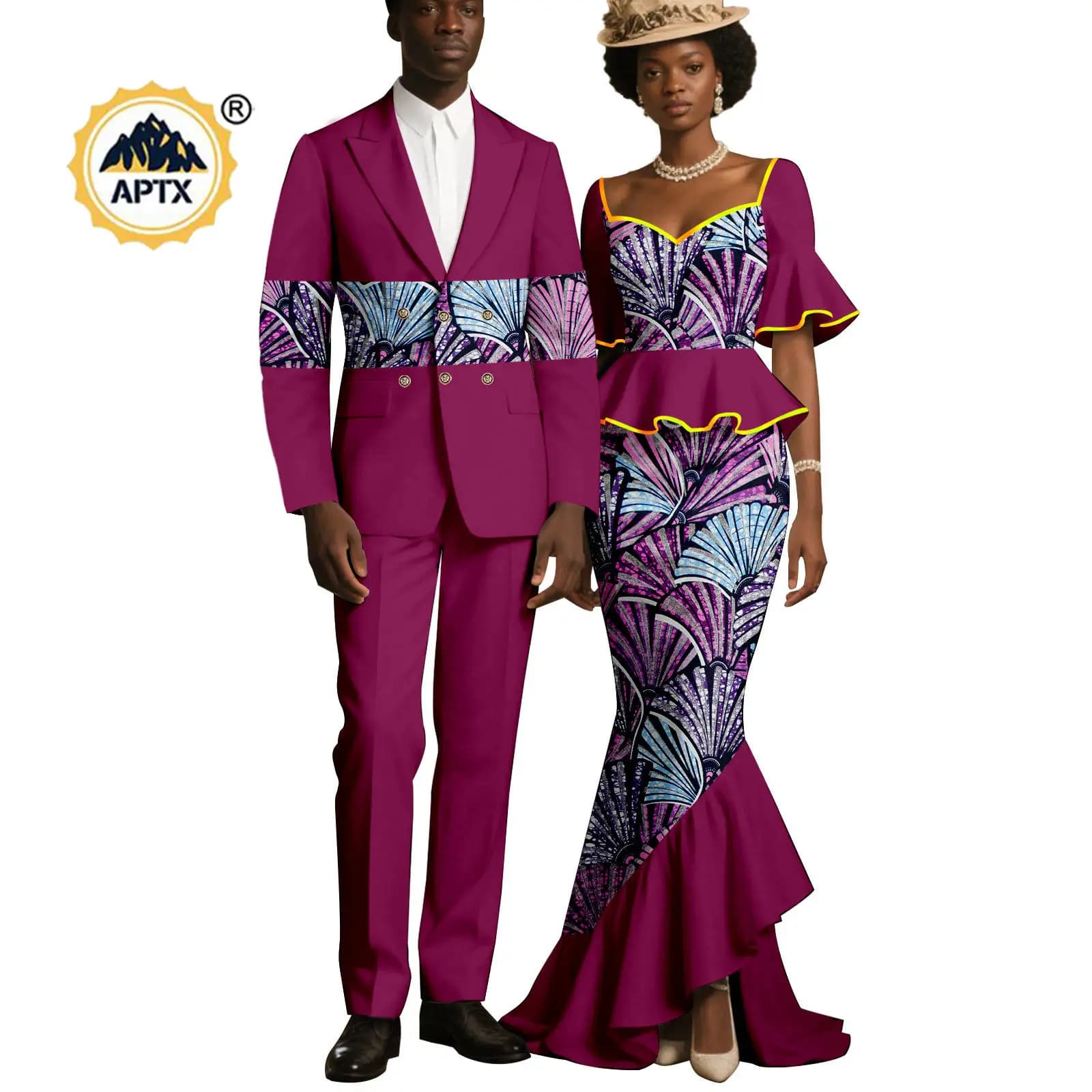 Set di gonne a sirena africana per le donne Abiti da coppia abbinati Abiti africani Dashiki Abiti da uomo Set giacca e pantaloni 25C067