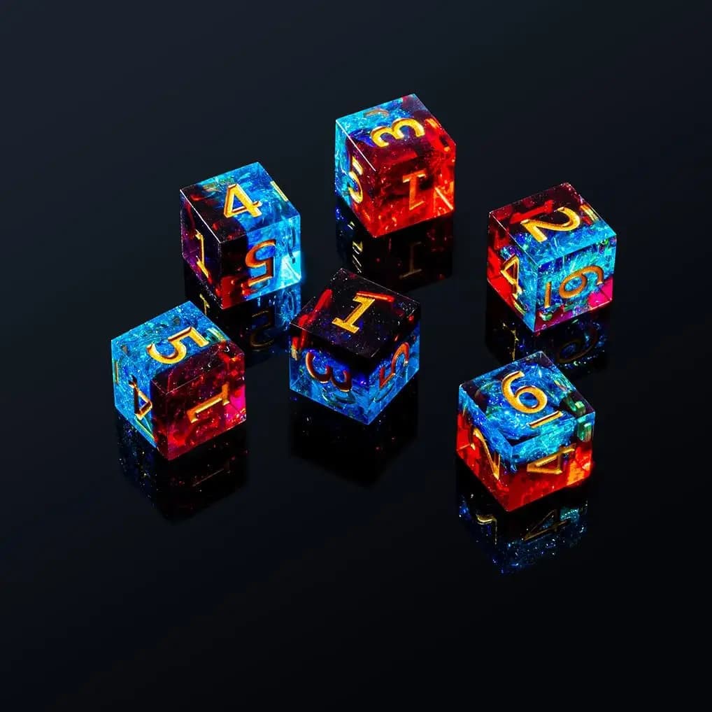 Set di dadi in resina di precisione realizzati a mano (7 pezzi) - Dadi didattici per la matematica multisfaccettati per giochi di ruolo e giochi da tavolo: D20, D12, D100, D10, D6