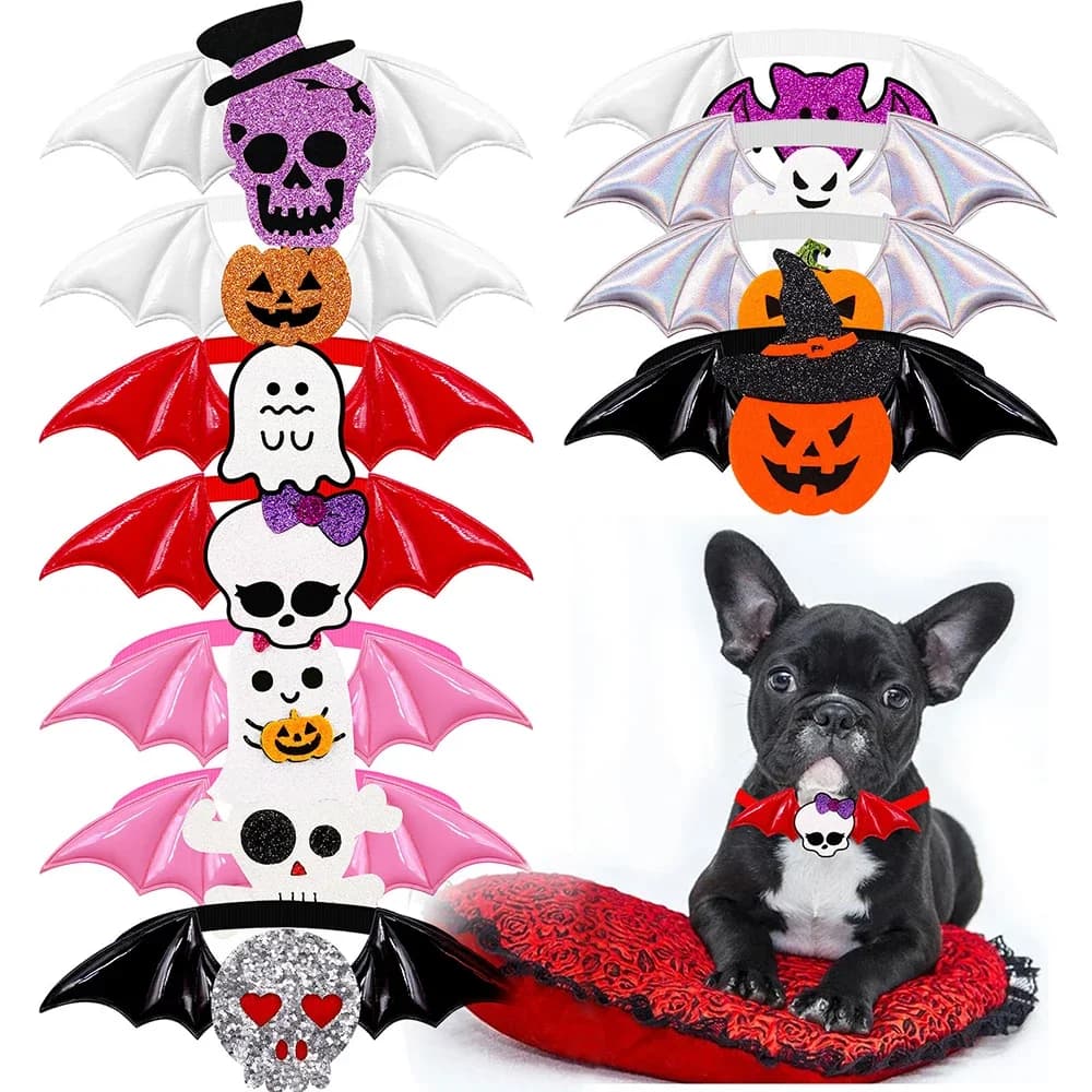 50/100pcs Halloween Papillon per cani Teschio per cani Papillon Piccolo cane Gatto Accessori per toelettatura Cani Decorazione natalizia Forniture