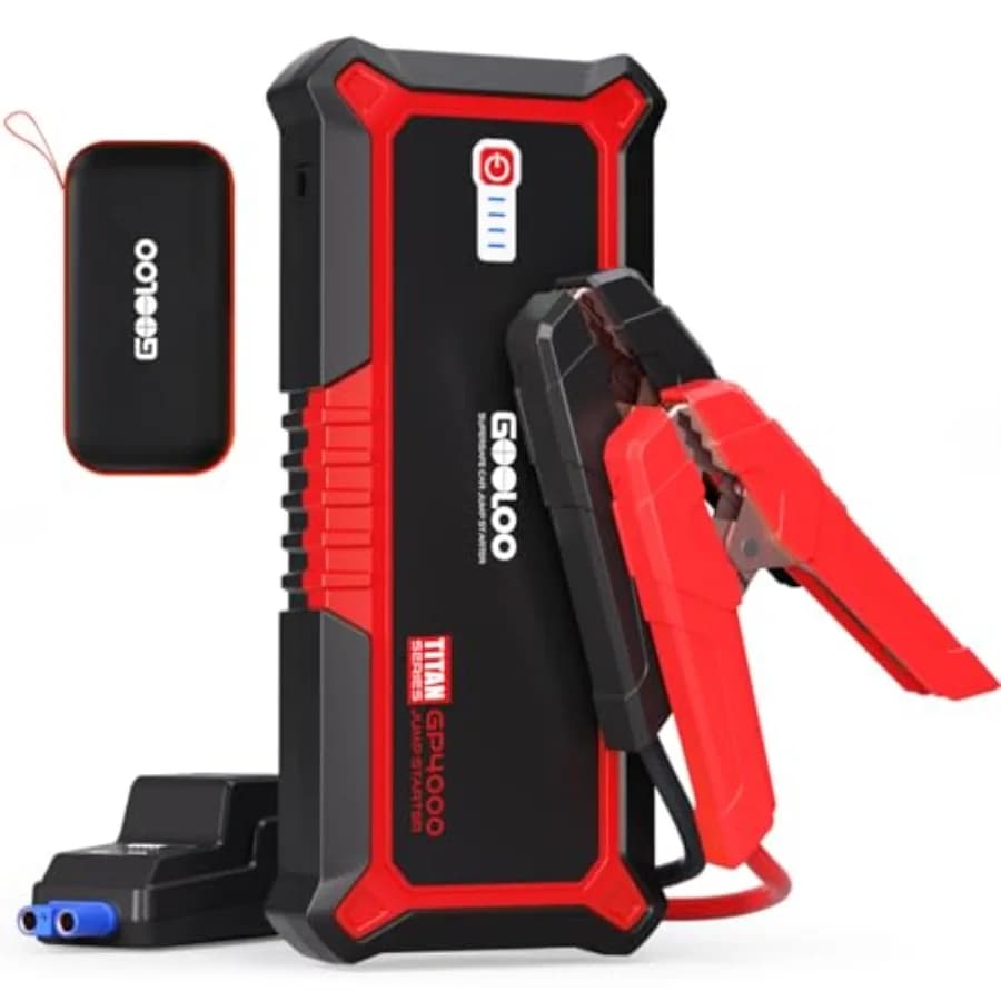 Avviatore di Emergenza per Auto 4000A Peak, Booster Portatile per Batterie, per Motori a Benzina o Diesel fino a 10L, Super Sicuro, 12V al Litio