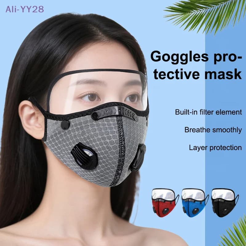 ilYY28 il Cycling face mask with filter, protective glasses, dust mask, washable and reusable sports mask for man, bandana with activated carbon filters
