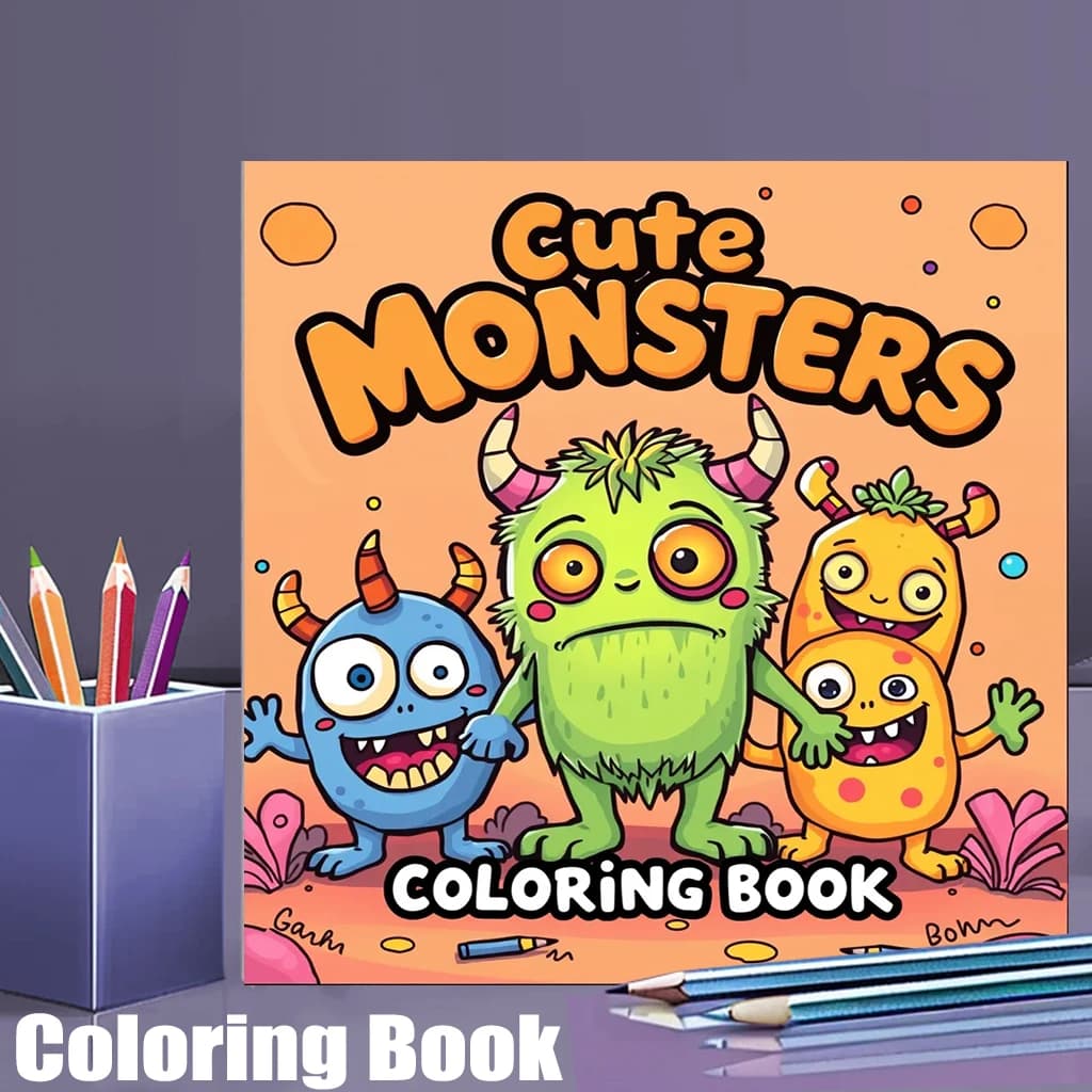 28 Pages Original Cute Monsters Coloring Book for Adult | Colouring Book Drawing Supplies for Christmas, Thanksgiving, Halloween