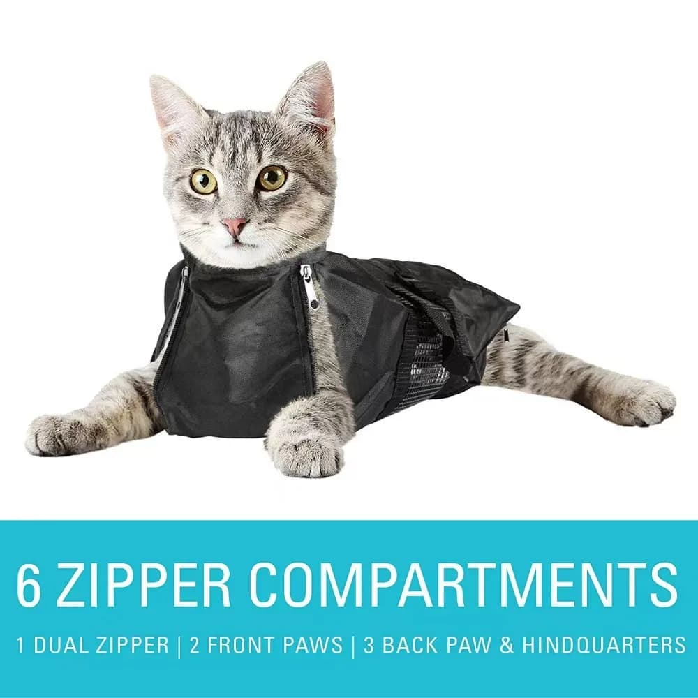 Borsa per toelettatura e contenimento gatti, anti-graffio e anti-morso, per il bagno e l'iniezione, accessorio per animali domestici