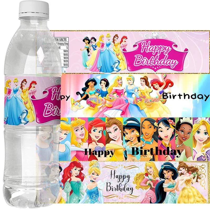 Cartoon Disney Princess 6 Pieces Water Bottle Labels Snow White Birthday Party Decoration Baby Toy Suitable for Girls Baby Shower