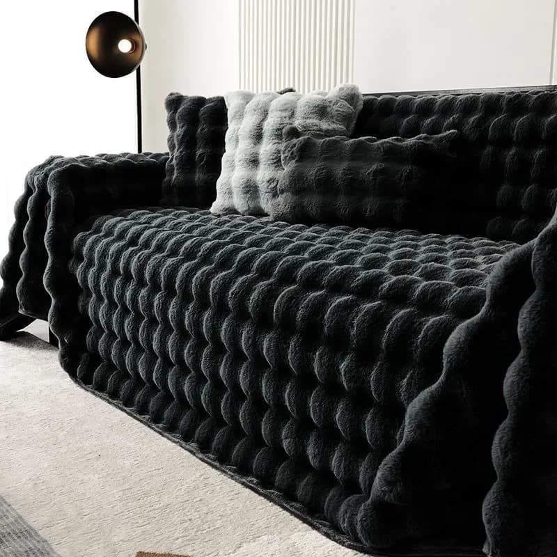 Luxury Imitation Rabbit Plush Sofa Towel Winter Warm Fluffy Throw Blanket Super Soft Smooth Thicken Velvet Sofa Cover