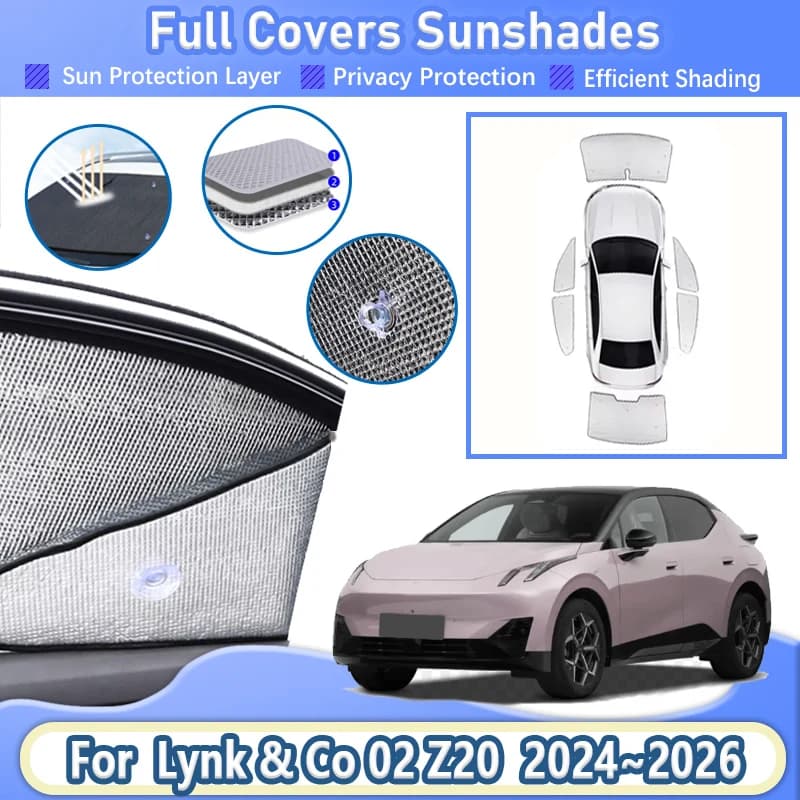 Per Lynk & Co 02 Z20 E335 2024 2025 2026 Finestra di automobile Tenda Parabrezza Blocco UV Parasole Riflettore Ombra Visiera Accessori