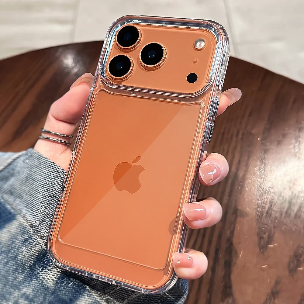 Transparent Rigid Case in Acrylic for iPhone 17 Air 16 15 14 13 12 11 Pro Max XS XR X Plus, Soft Shock Cover with Bumper