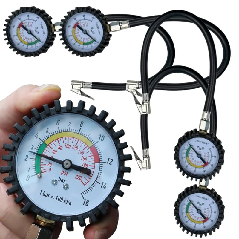 Tester per monitoraggio della pressione dei pneumatici Manometro multifunzione per pneumatici per auto moto Compressore d'aria Comparatore Strumento per pompa di gonfiaggio 45 cm
