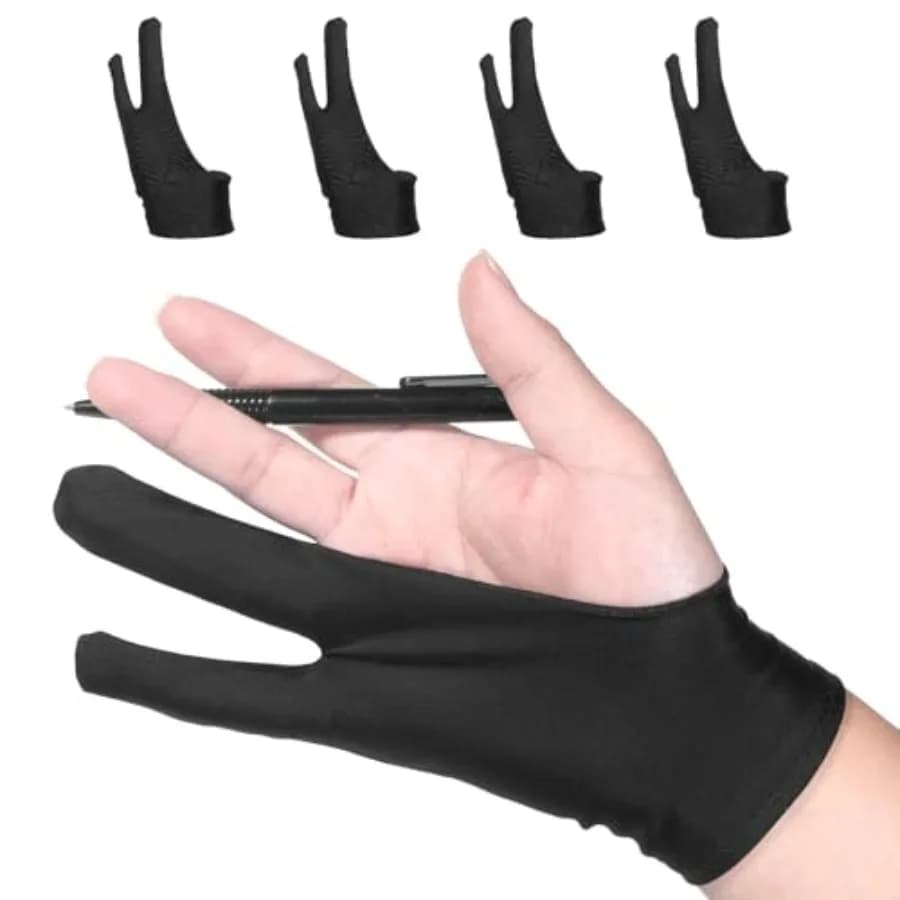 4 Pack Drawing Glove Digital Drawing Art Glove Palm Rejection for Capacitive Touch Screen Artist Right/Left Hand Graphic Tablet