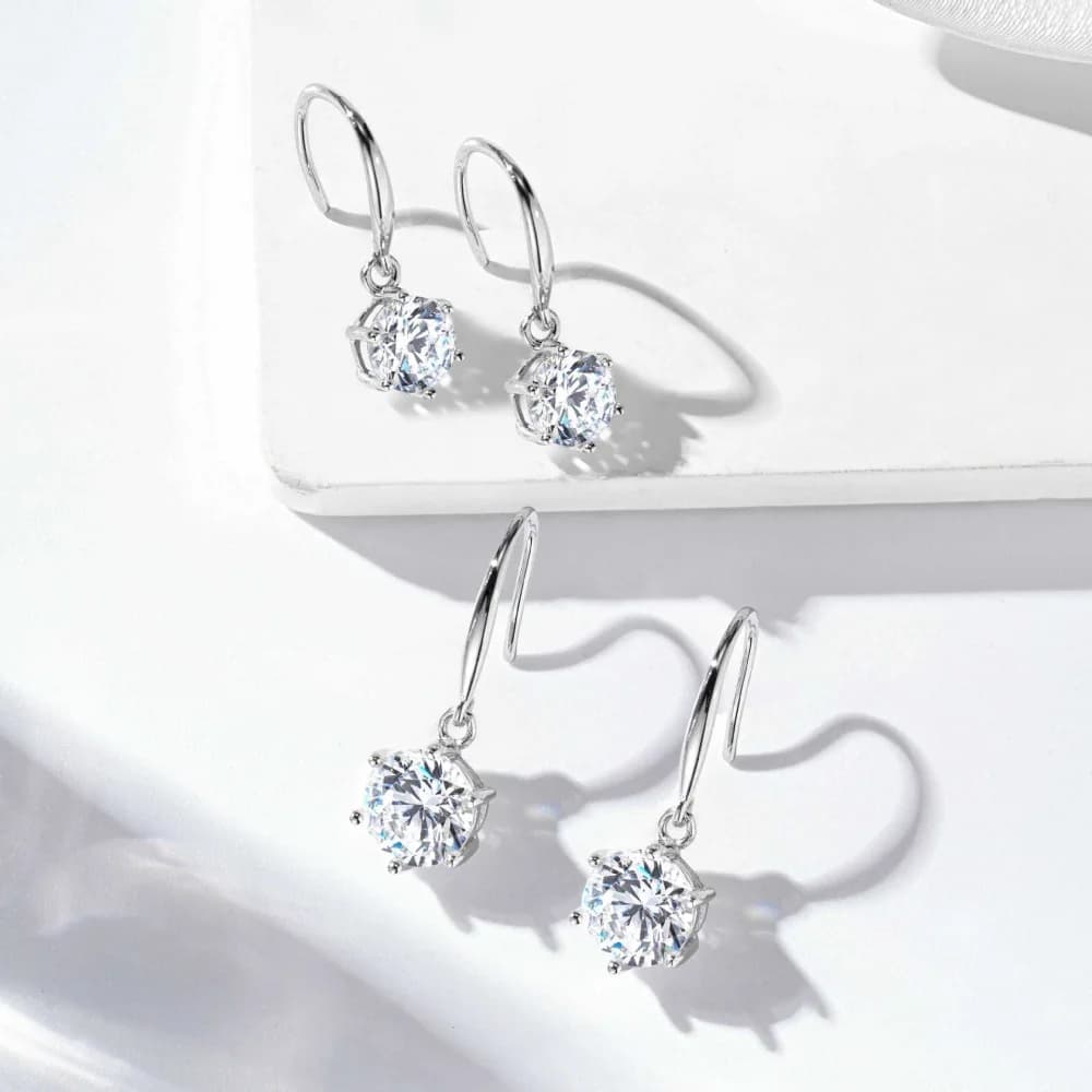 PT950 platinum ear hook women's classic six-prong earrings, D color morganite stud earrings