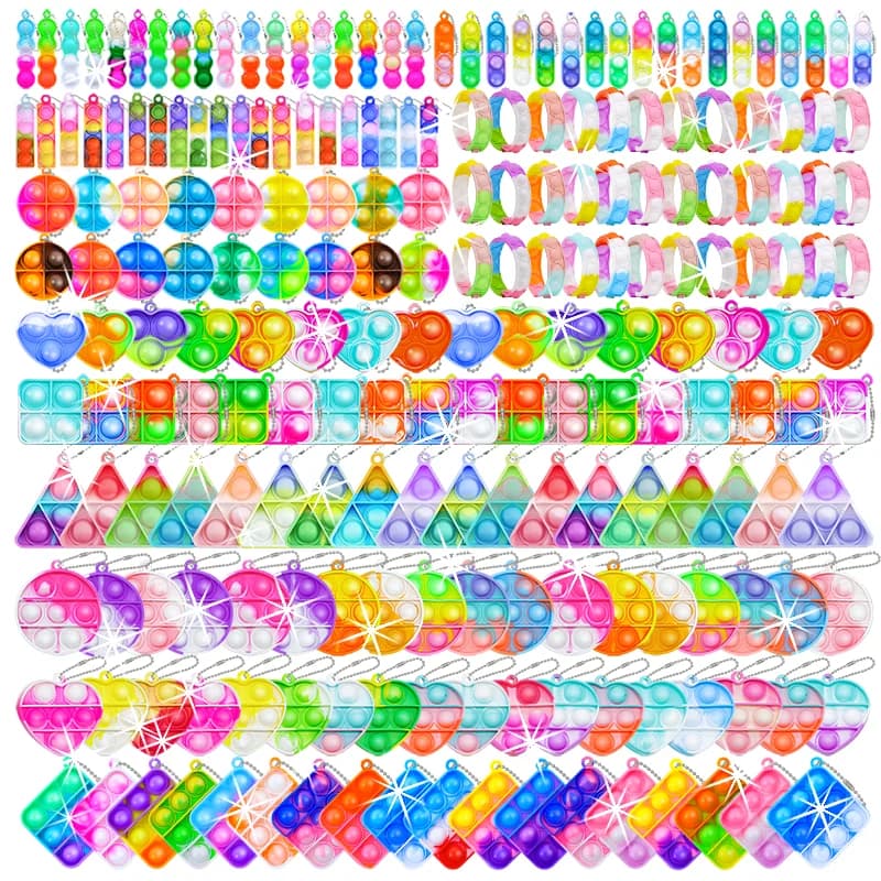 Mini Pop Keychain Fidget Toys for Kids-Birthday Party Favors Stocking Stuffers Classroom Prizes Stress Relief Toys For Children