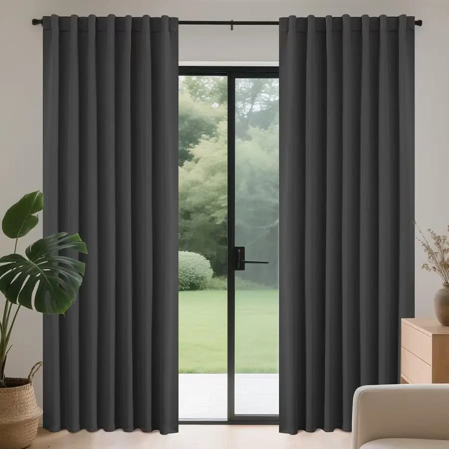 96 inch darkening curtains per bedroom, 96 inch long black obscuring curtains, darkening thermo-insulating curtains for environments, 2 panels set, From