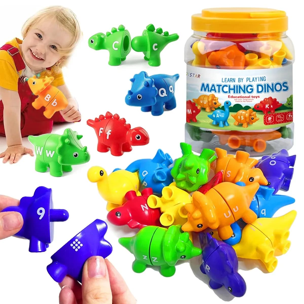 Lettere abbinate Fine Motor Toy ABC Dinosaur Alphabet Match Game con maiuscolo Lowercase giocattoli di apprendimento Montessori per Boy Girl