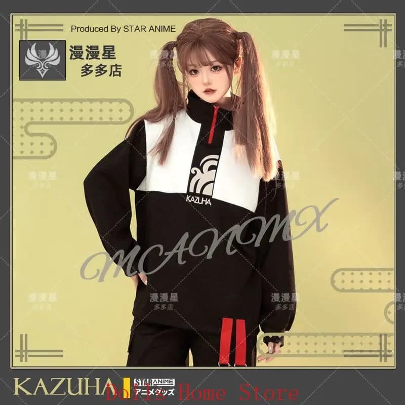 Gioco Genshin Impact Kaedehara Kazuha Costume Cosplay Autunno Moda Unisex Cappotto a vento Felpa con cappuccio Top Cappotto Giacca Pantaloni Abito