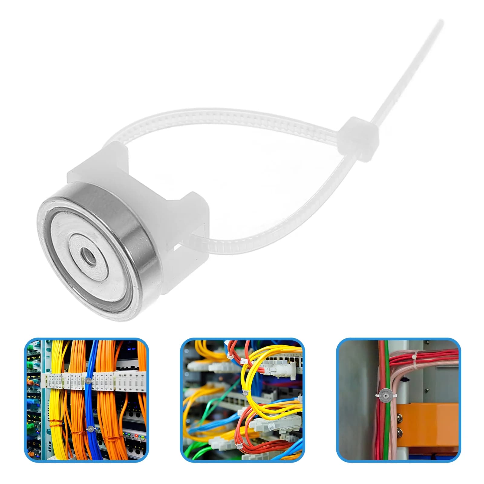 Supporto per cavo magnetico da 10 pezzi Fascette con cerniera Gancio a ventosa Filo di nylon Supporto al neodimio
